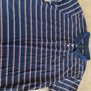 RVCA Blue and White Striped Polo Shirt